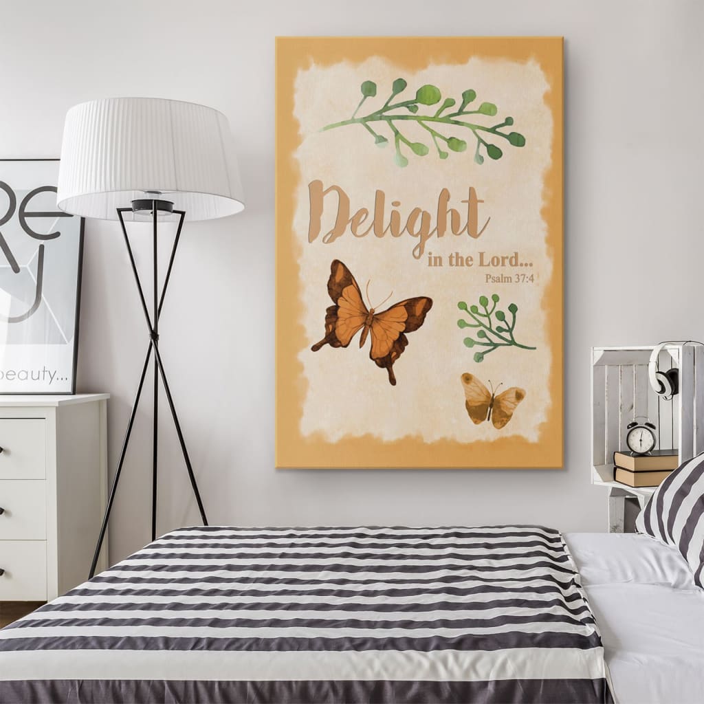 Psalm 374 Delight In The Lord Canvas Wall Art - Christian Canvas Prints - Bible Verse Canvas