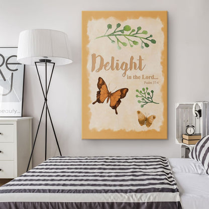 Psalm 374 Delight In The Lord Canvas Wall Art - Christian Canvas Prints - Bible Verse Canvas