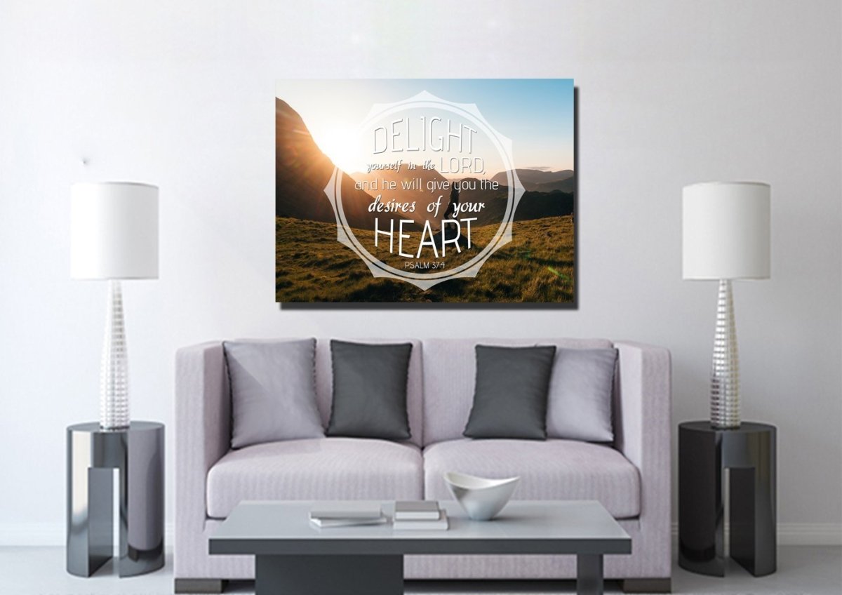 Psalm 374 Delight Yourself In The Lord Canvas Wall Art Print - Christian Canvas Wall Art