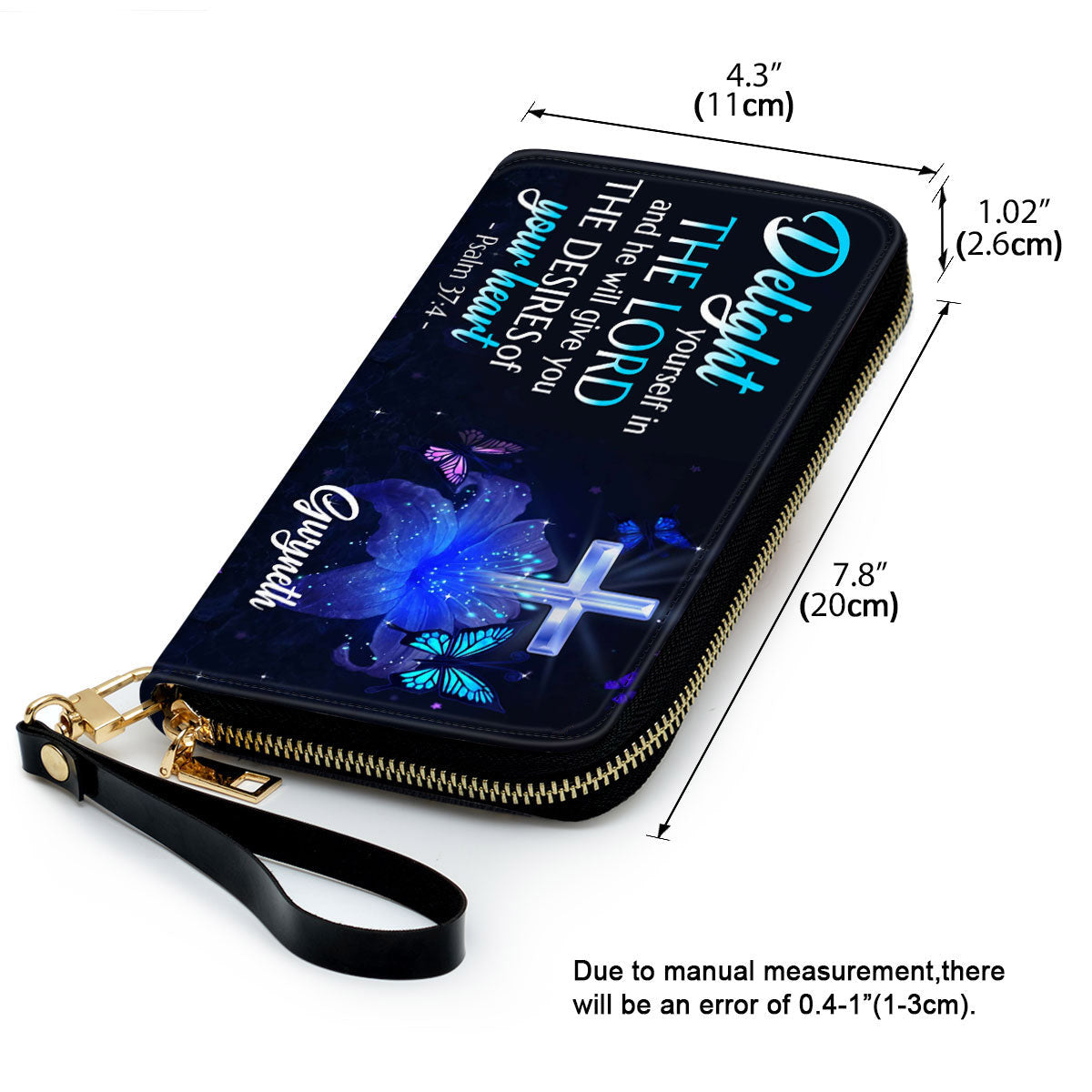 Psalm 374 Delight Yourself In The Lord Clutch Purse For Women - Personalized Name - Christian Gifts For Women