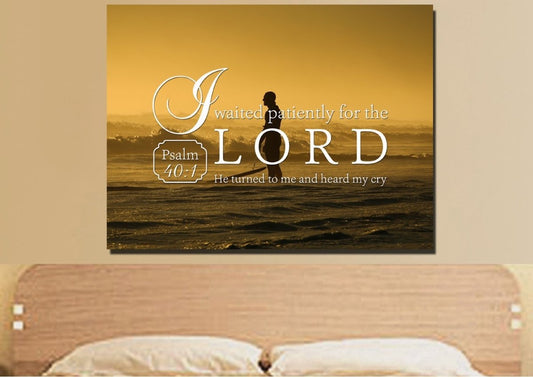 Psalm 401 I Waited Patiently For The Lord Canvas Wall Art Print - Christian Canvas Wall Art