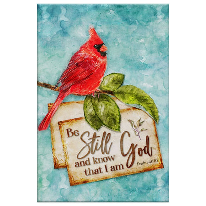 Psalm 4610 Be Still And Know That I Am God Cardinal Christmas Canvas Art - Bible Verse Canvas - Scripture Wall Art