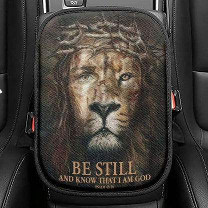 Psalm 4610 Be Still And Know That I Am God Cardinal Christmas Seat Box Cover, Bible Verse Car Center Console Cover, Scripture Interior Car Accessories