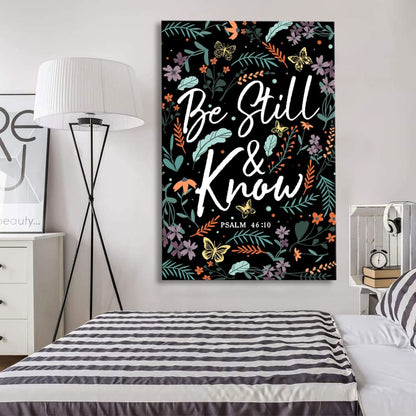 Psalm 4610 Be Still And Know Wildflowers Butterflies Christian Canvas Art - Bible Verse Canvas - Scripture Wall Art
