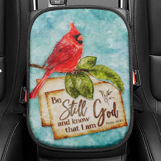 Psalm 4610 Be Still And Know Wildflowers Butterflies Christian Seat Box Cover, Bible Verse Car Center Console Cover, Scripture Car Armrest Cover