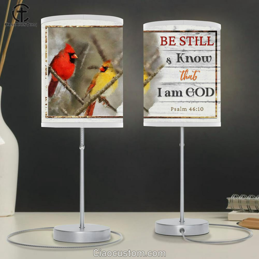 Psalm 4610 Be Still & Know That I Am God Table Lamp For Bedroom - Cardinal - Christian Room Decor
