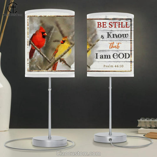 Psalm 4610 Be Still & Know That I Am God Table Lamp For Bedroom - Cardinal - Christian Room Decor