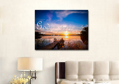 Psalm 461 God Is Our Refuge And Strength Canvas Wall Art Print - Christian Canvas Wall Art
