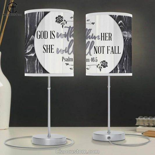 Psalm 465 God Is Within Her She Will Not Fall 1 Lamp Art Table Lamp - Christian Lamp Art Decor - Scripture Table Lamp Prints