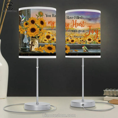 Psalm 47 You Have Filled My Heart With Great Joy Table Lamp For Bedroom - Christian Room Decor