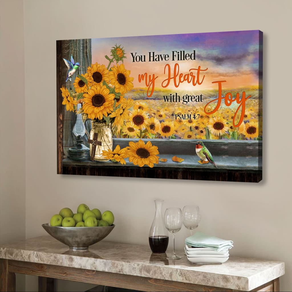 Psalm 47 You Have Filled My Heart With Great Joy Wall Art Canvas - Religious Wall Decor