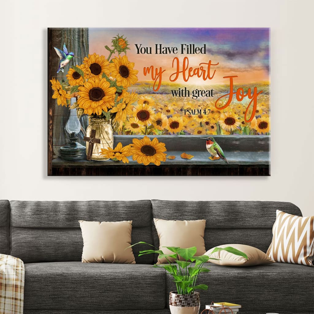 Psalm 47 You Have Filled My Heart With Great Joy Wall Art Canvas - Religious Wall Decor