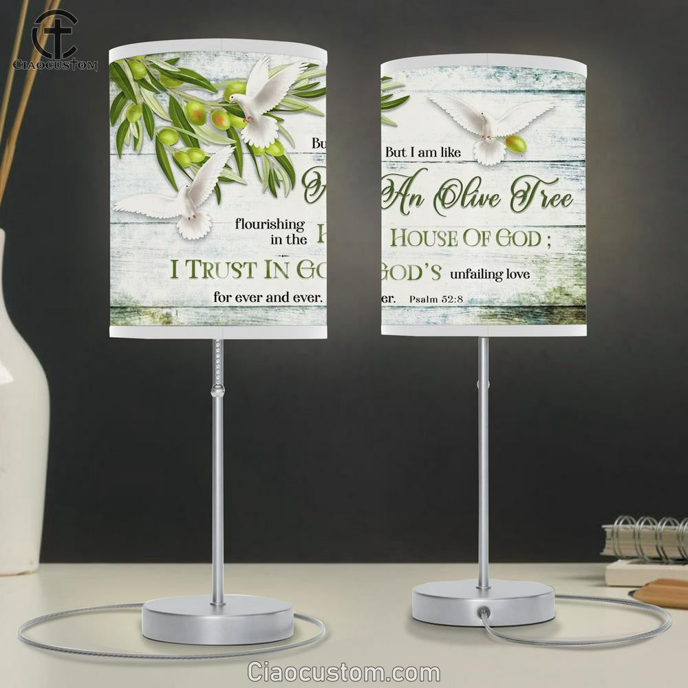 Psalm 528 I Am Like An Olive Tree Lamp Art Table Lamp - Christian Lamp Art Decor - Scripture Table Lamp Prints