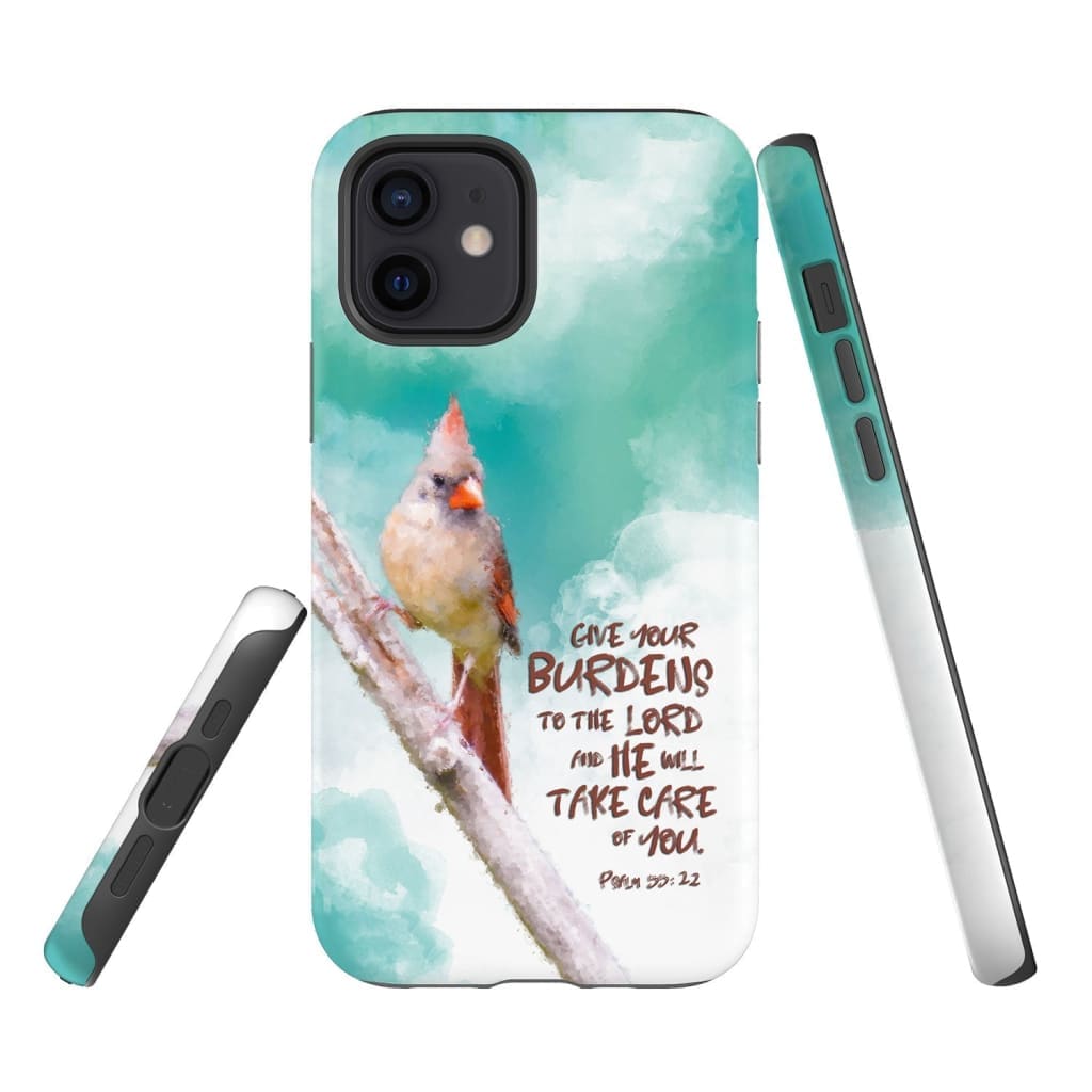 Psalm 5522 Give Your Burdens To The Lord Phone Case Cardinal Bird Christian Phone Cases- Iphone Samsung Cases Christian