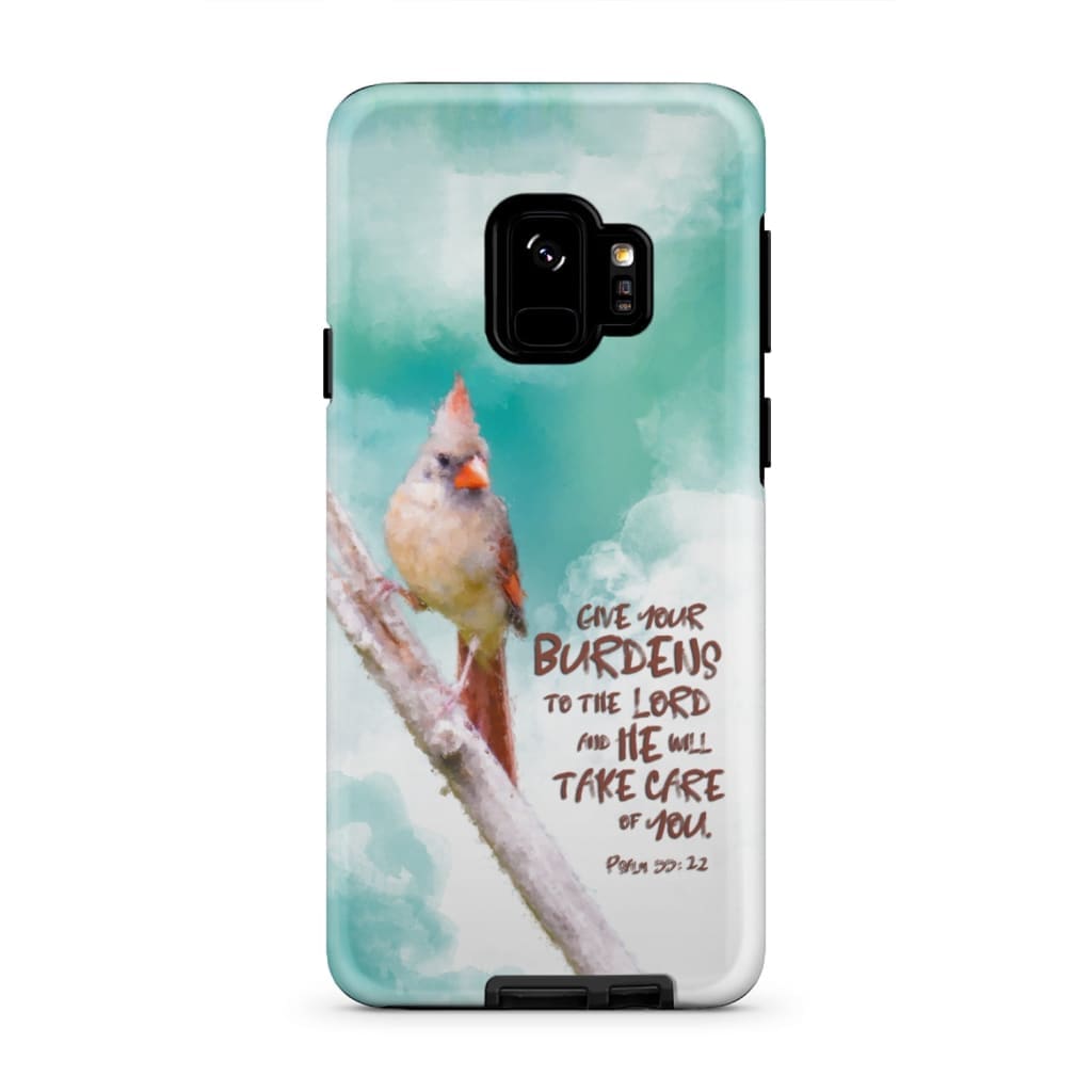 Psalm 5522 Give Your Burdens To The Lord Phone Case Cardinal Bird Christian Phone Cases- Iphone Samsung Cases Christian