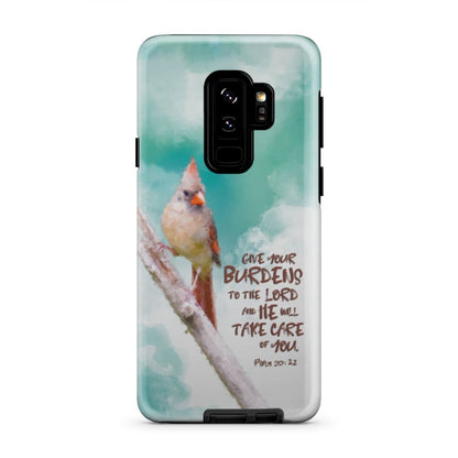 Psalm 5522 Give Your Burdens To The Lord Phone Case Cardinal Bird Christian Phone Cases- Iphone Samsung Cases Christian