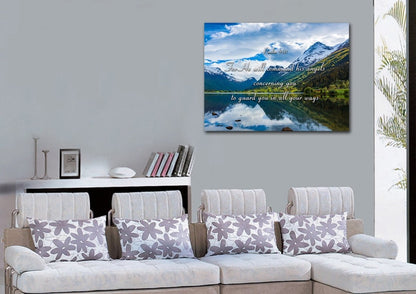 Psalm 9111 Command Angels To Guard You & Lake Wall Art - Christian Canvas Wall Art