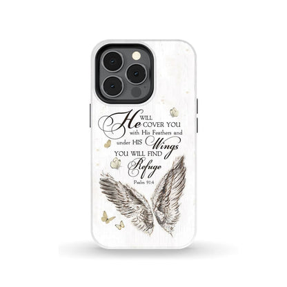 Psalm 914 He Will Cover You With His Feathers Phone Case - Christian Phone Cases - Religious Phone Case