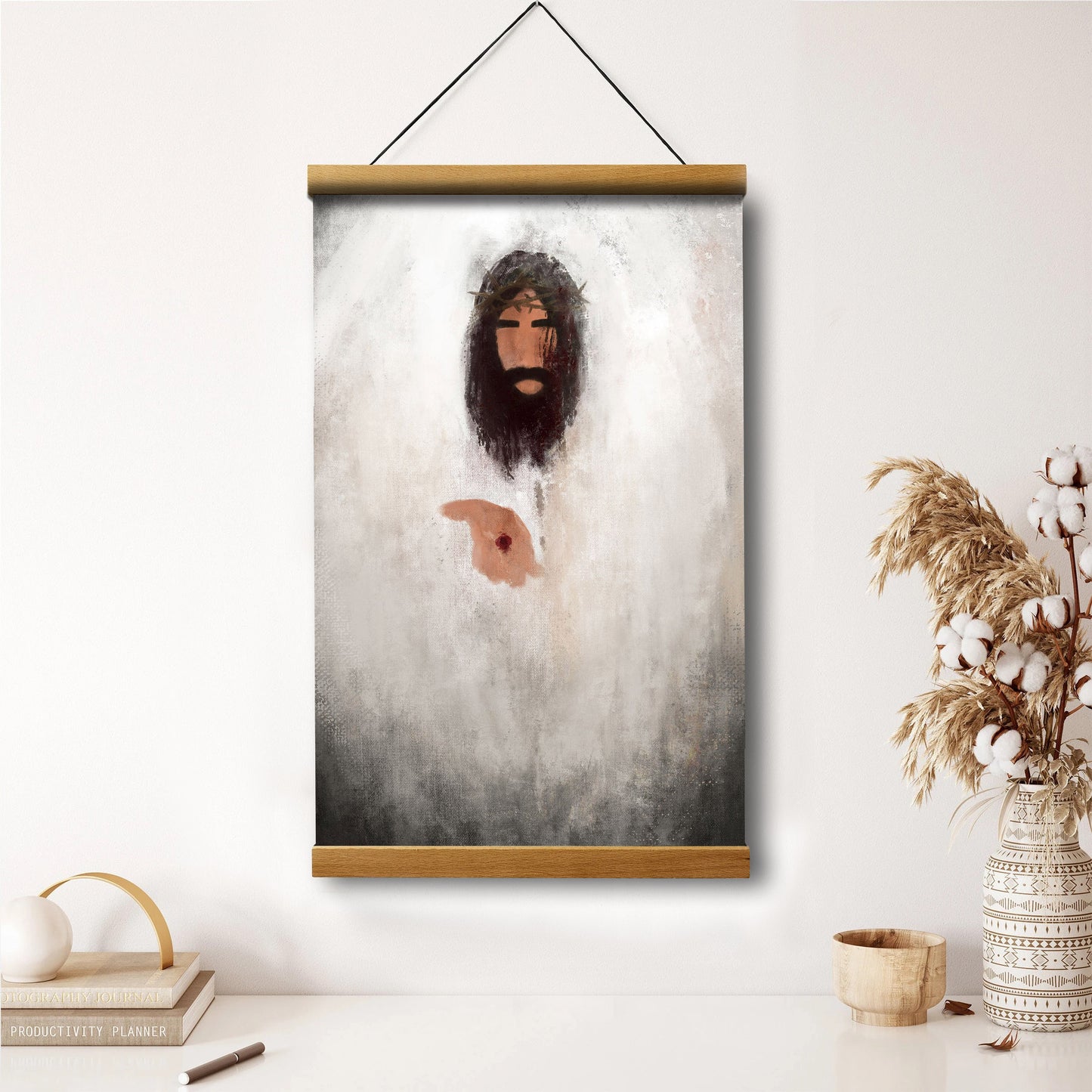 Psalm 91 Hanging Canvas Wall Art - Jesus Picture - Jesus Portrait Canvas - Religious Canvas