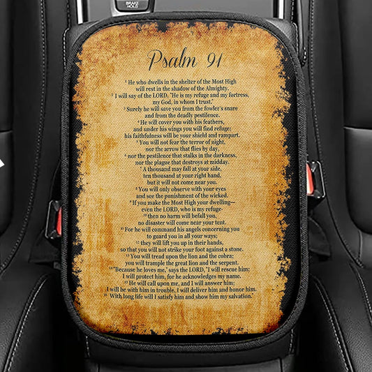 Psalms 37 4 Orchid Seat Box Cover, Delight Yourself In The Lord Car Center Console Cover, Christian Car Interior Accessories