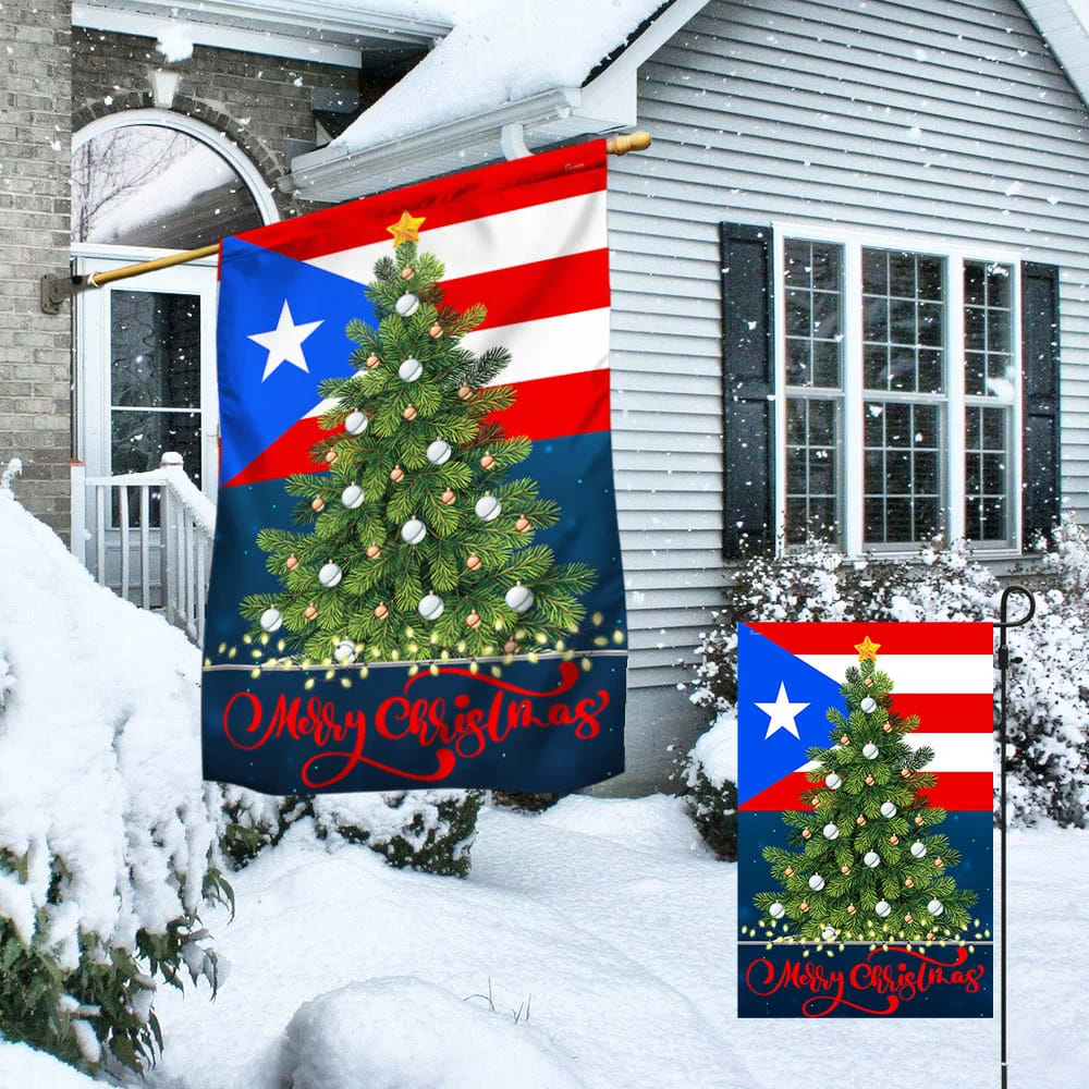 Puerto Rico Christmas Flag - Christmas Garden Flag - Christmas House Flag - Christmas Outdoor Decoration