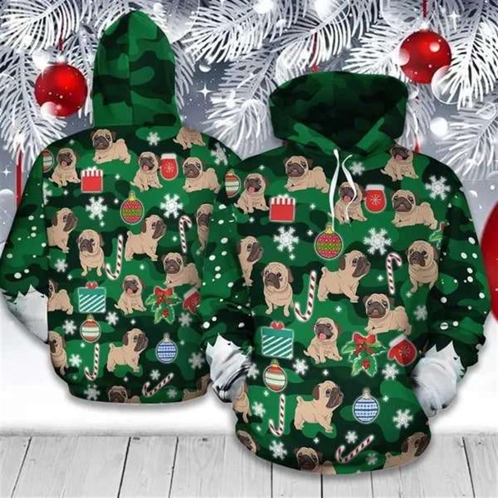 Pug Christmas All Over Print 3D Hoodie For Men And Women, Best Gift For Dog lovers, Best Outfit Christmas