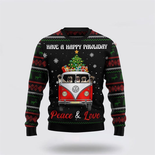 Pug Dogs Carrying Gift Christmas On The Red Car Ugly Christmas Sweater For Men And Women, Gift For Christmas, Best Winter Christmas Outfit