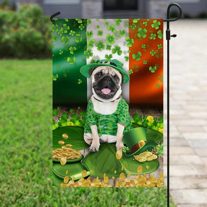 Pug House Flag - St Patrick's Day Garden Flag - Outdoor St Patrick's Day Decor