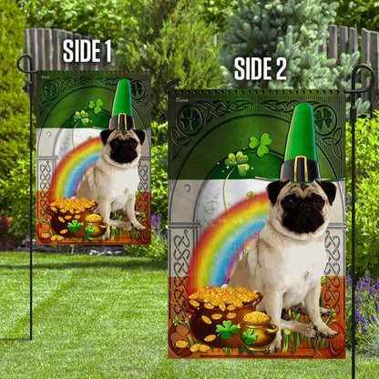 Pug Irish House Flag - St Patrick's Day Garden Flag - Outdoor St Patrick's Day Decor