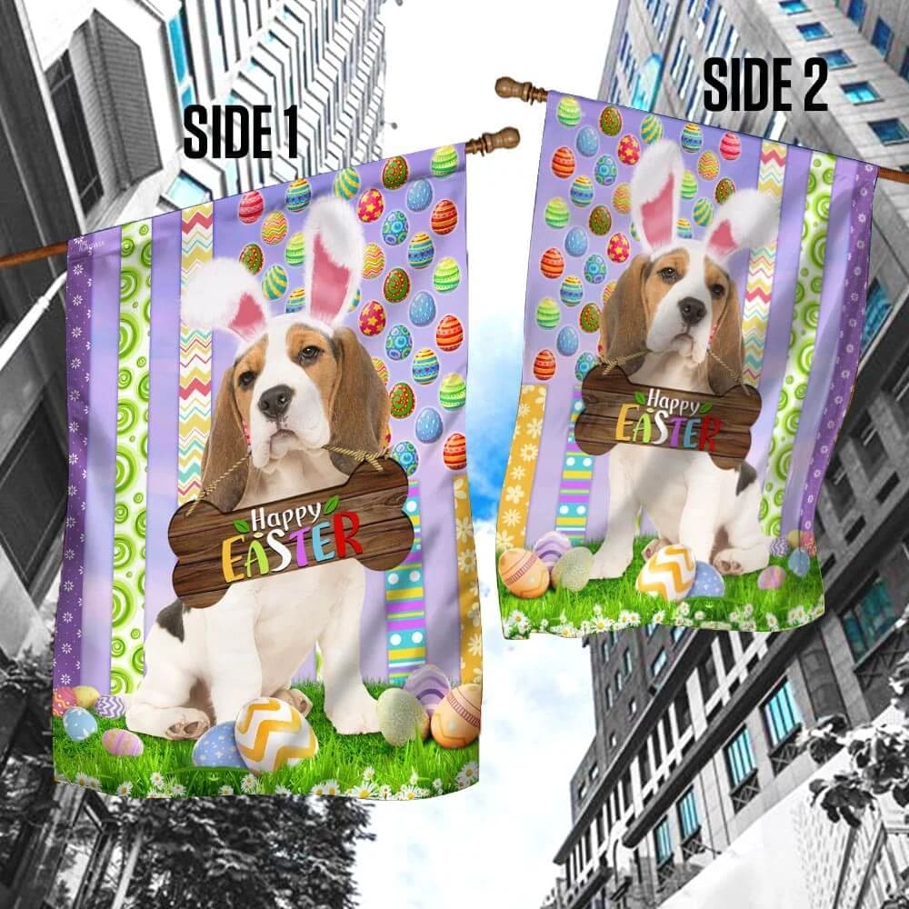 Puppy Beagle 1 Happy Easter American House Flag - Easter Garden Flag - Easter Outdoor Decor