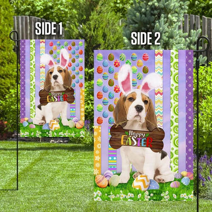 Puppy Beagle 1 Happy Easter American House Flag - Easter Garden Flag - Easter Outdoor Decor