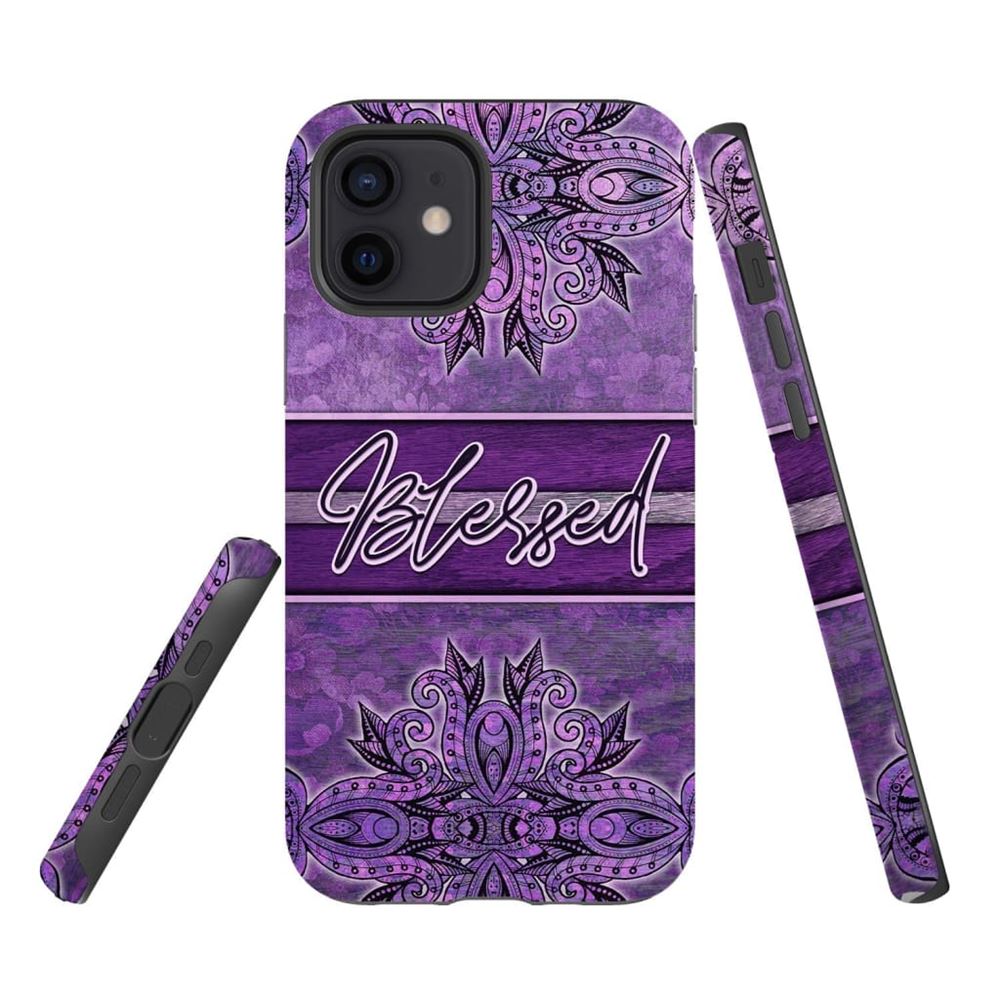 Purple Blessed Phone Case - Christian Phone Case- Iphone Samsung Cases Christian
