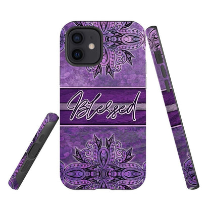 Purple Blessed Phone Case - Christian Phone Case- Iphone Samsung Cases Christian