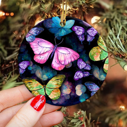 Purple Butterfly Circle Ornament 1 - Christmas Ornament - Ciaocustom