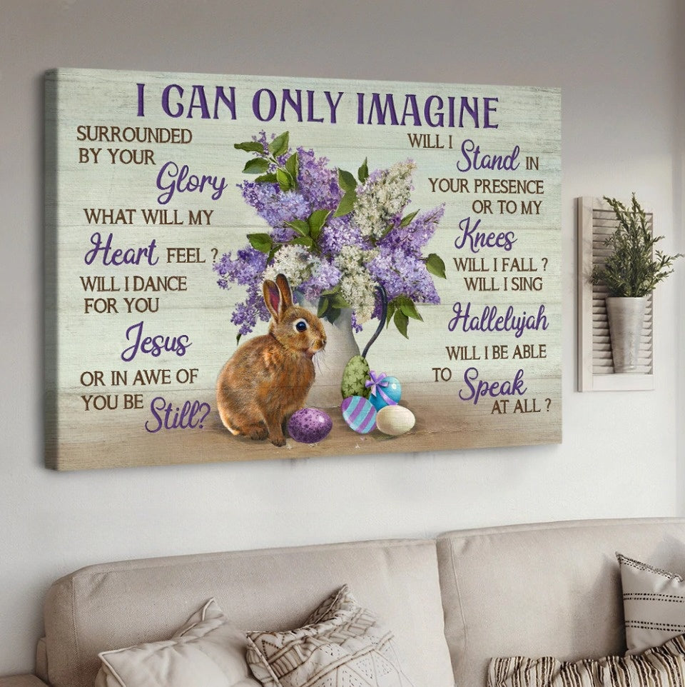 Purple Flower Rabbit I Can Only Imagine Canvas Wall Art - Christian Poster - Religious Wall Decor