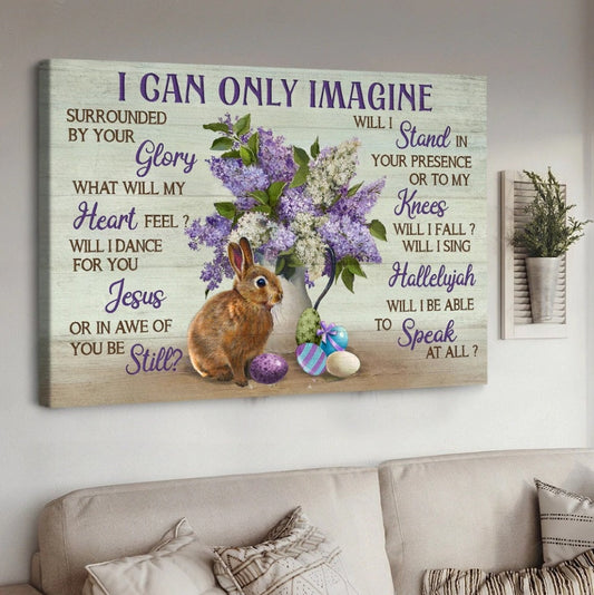 Purple Flower Rabbit I Can Only Imagine Canvas Wall Art - Christian Poster - Religious Wall Decor