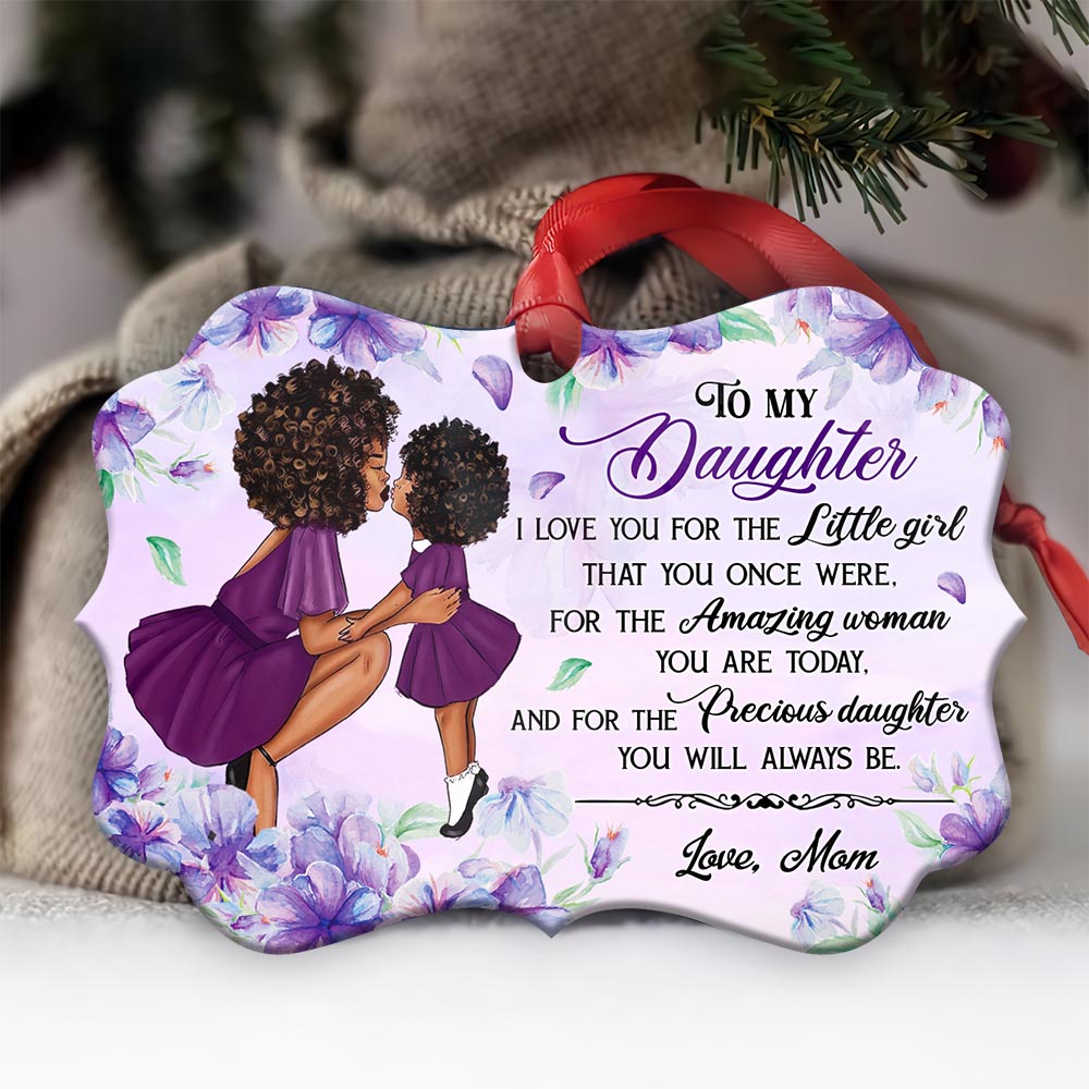  Purple Flower To My Black Daughter Metal Ornament - Christmas Ornament - Christmas Gift