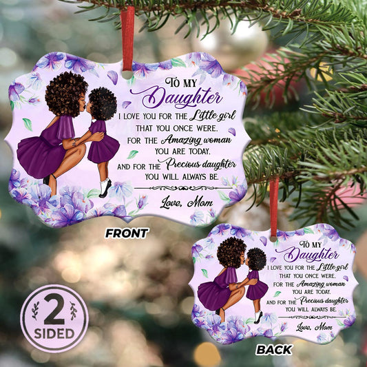  Purple Flower To My Black Daughter Metal Ornament - Christmas Ornament - Christmas Gift