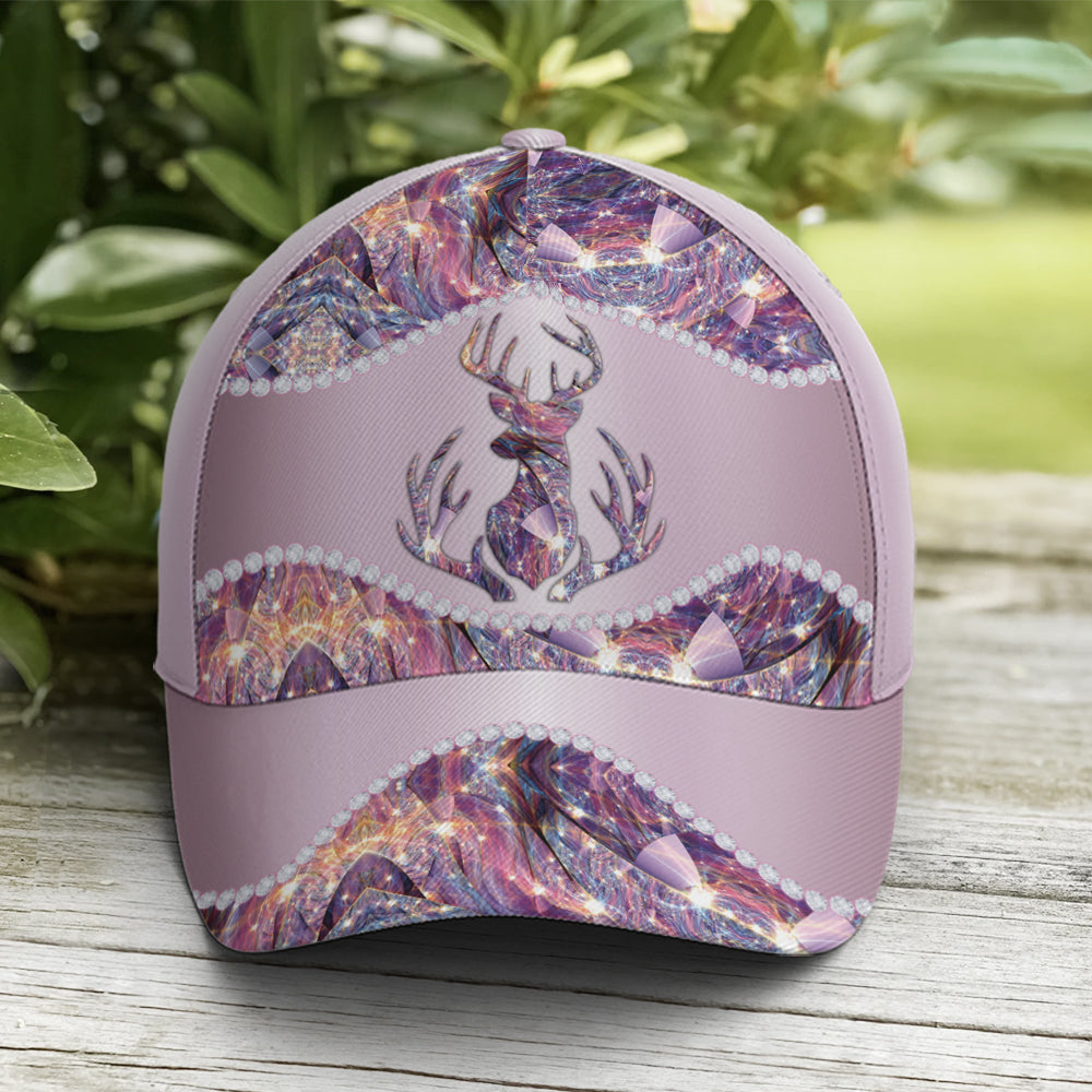 Purple Metallic Style Deer Hunting Baseball Cap