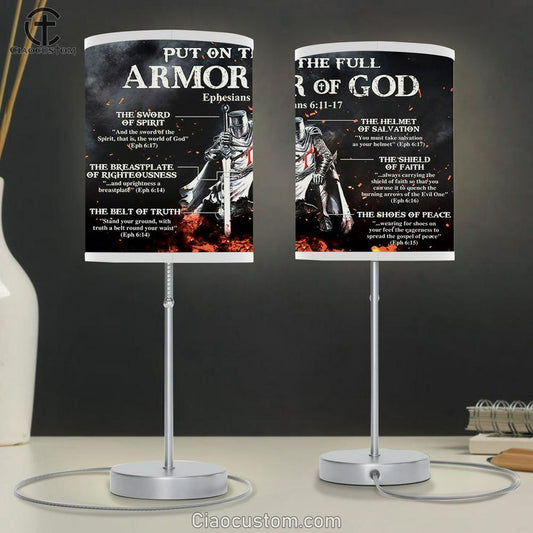 Put On The Armor Of God Table Lamp Art - Christian Lamp Art - Religious Room Decor