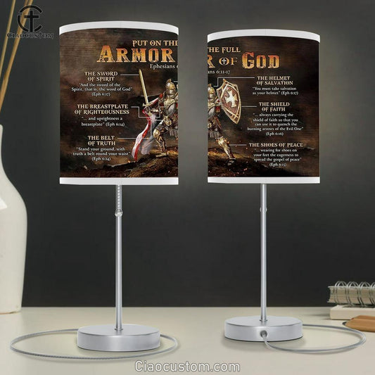 Put On The Full Armor Of God Christian Table Lamp Art - Christian Lamp Art - Religious Room Decor