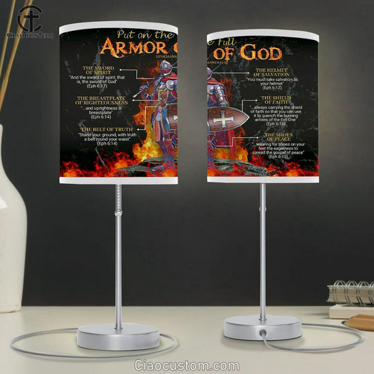 Put On The Full Armor Of God Ephesians 6 10 18 Table Lamp Art - Christian Lamp Art - Religious Room Decor