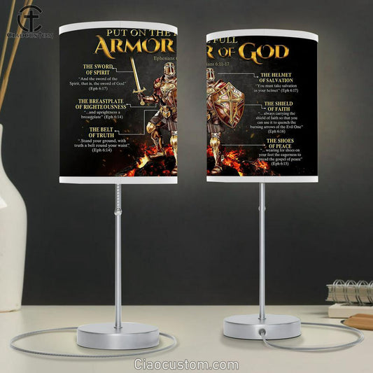 Put On The Full Armor Of God Warrior Table Lamp Art - Christian Lamp Art - Religious Room Decor