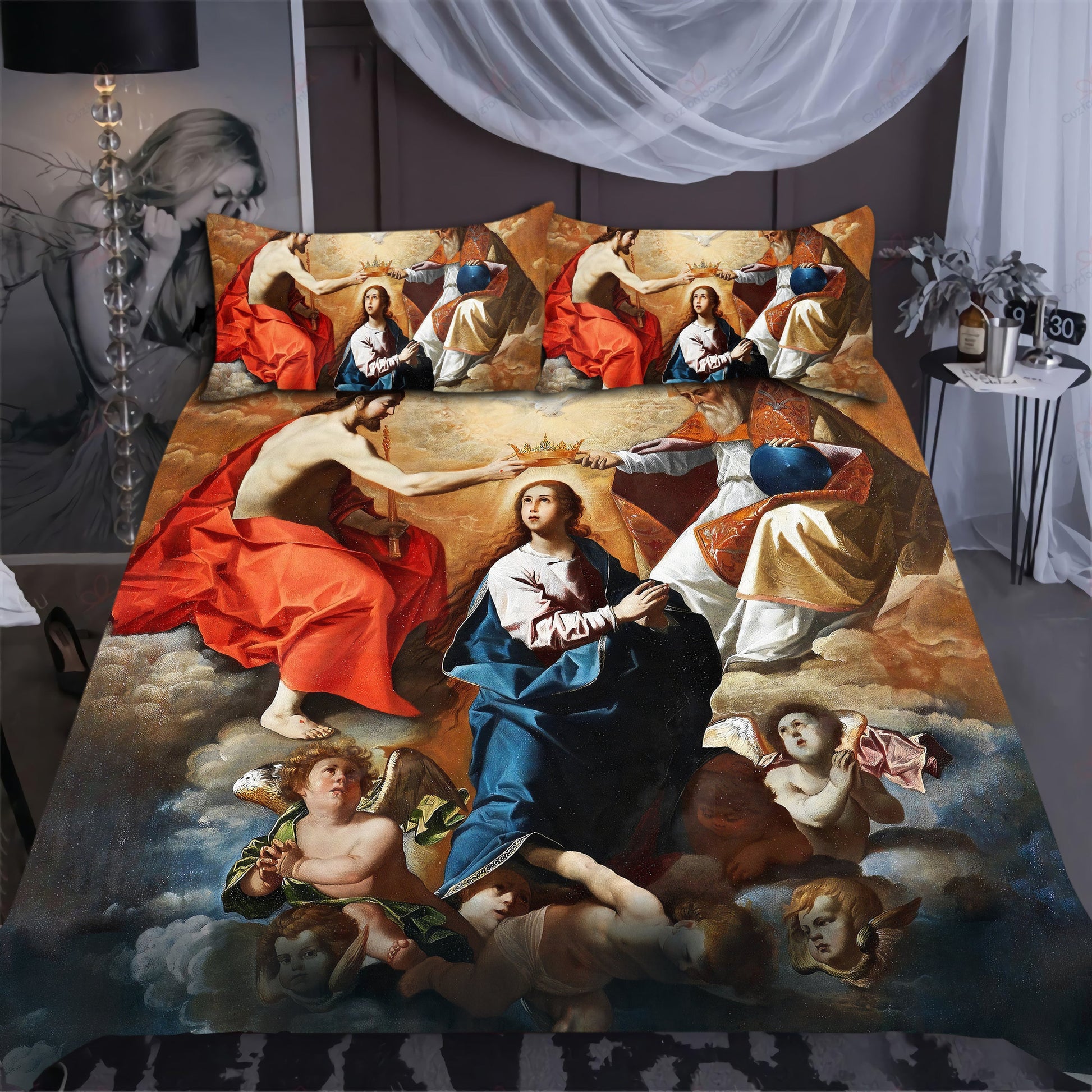 Queenship Of Mary Jesus Bedding Set - Christian Bedding Sets