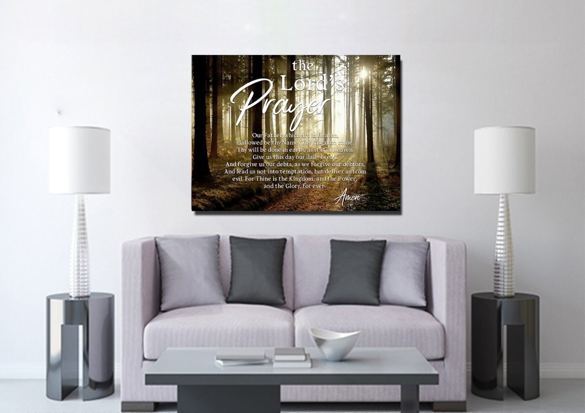 Quiet Forest & The Lords Prayer Wall Art - Christian Canvas Wall Art