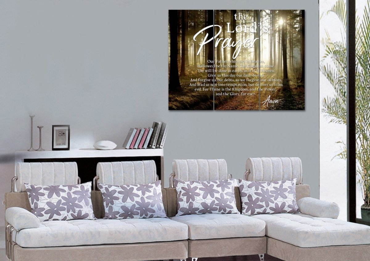 Quiet Forest & The Lords Prayer Wall Art - Christian Canvas Wall Art