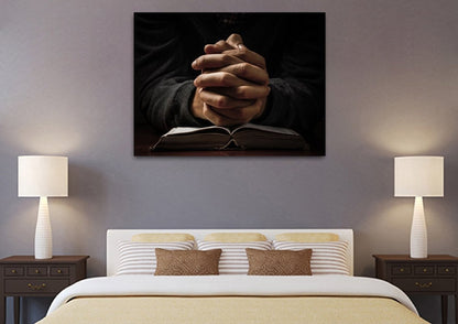 Quiet Hands In Prayer Wall Art - Christian Canvas Wall Art