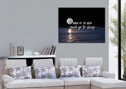 Quiet Sea Give It To God And Go To Sleep Sign, Wall Art & Decor - Christian Canvas Wall Art