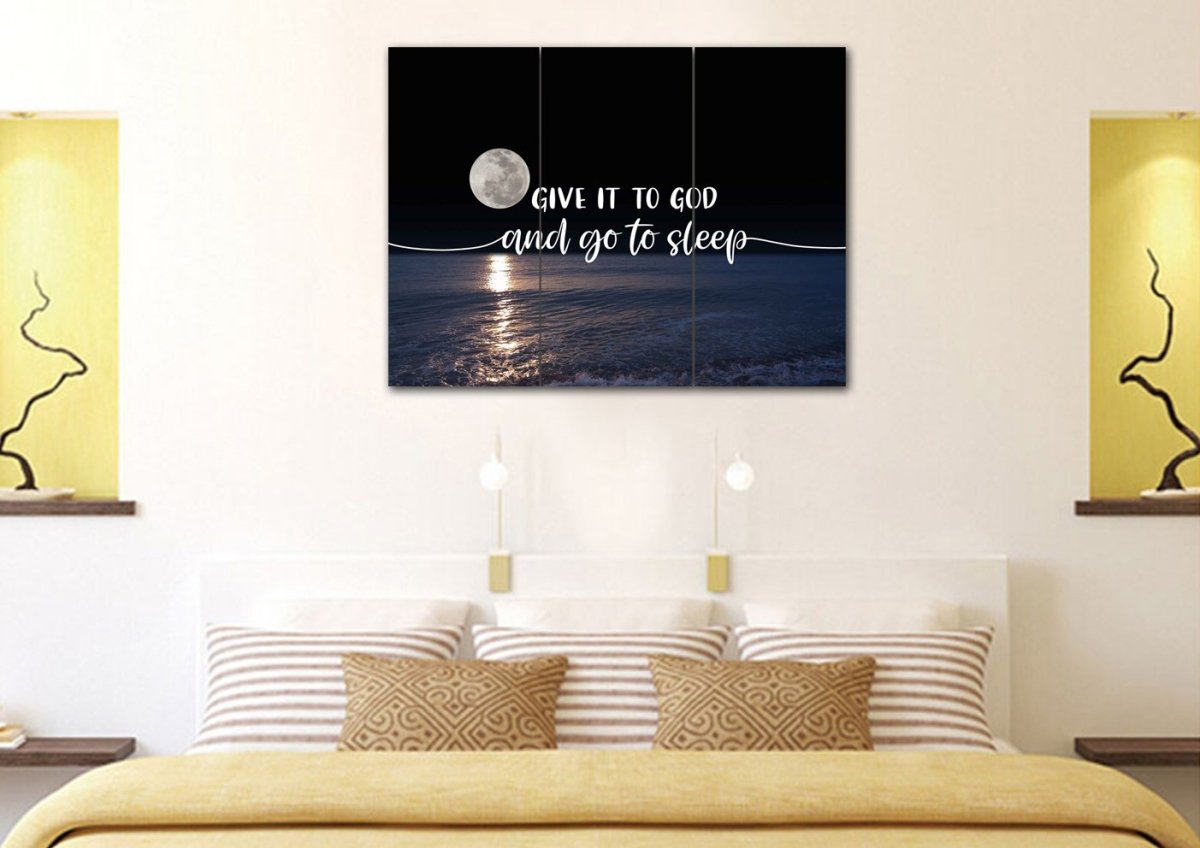 Quiet Sea Give It To God And Go To Sleep Sign, Wall Art & Decor - Christian Canvas Wall Art