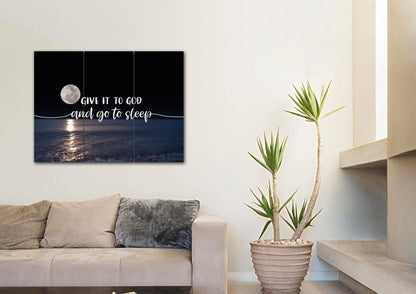 Quiet Sea Give It To God And Go To Sleep Sign, Wall Art & Decor - Christian Canvas Wall Art